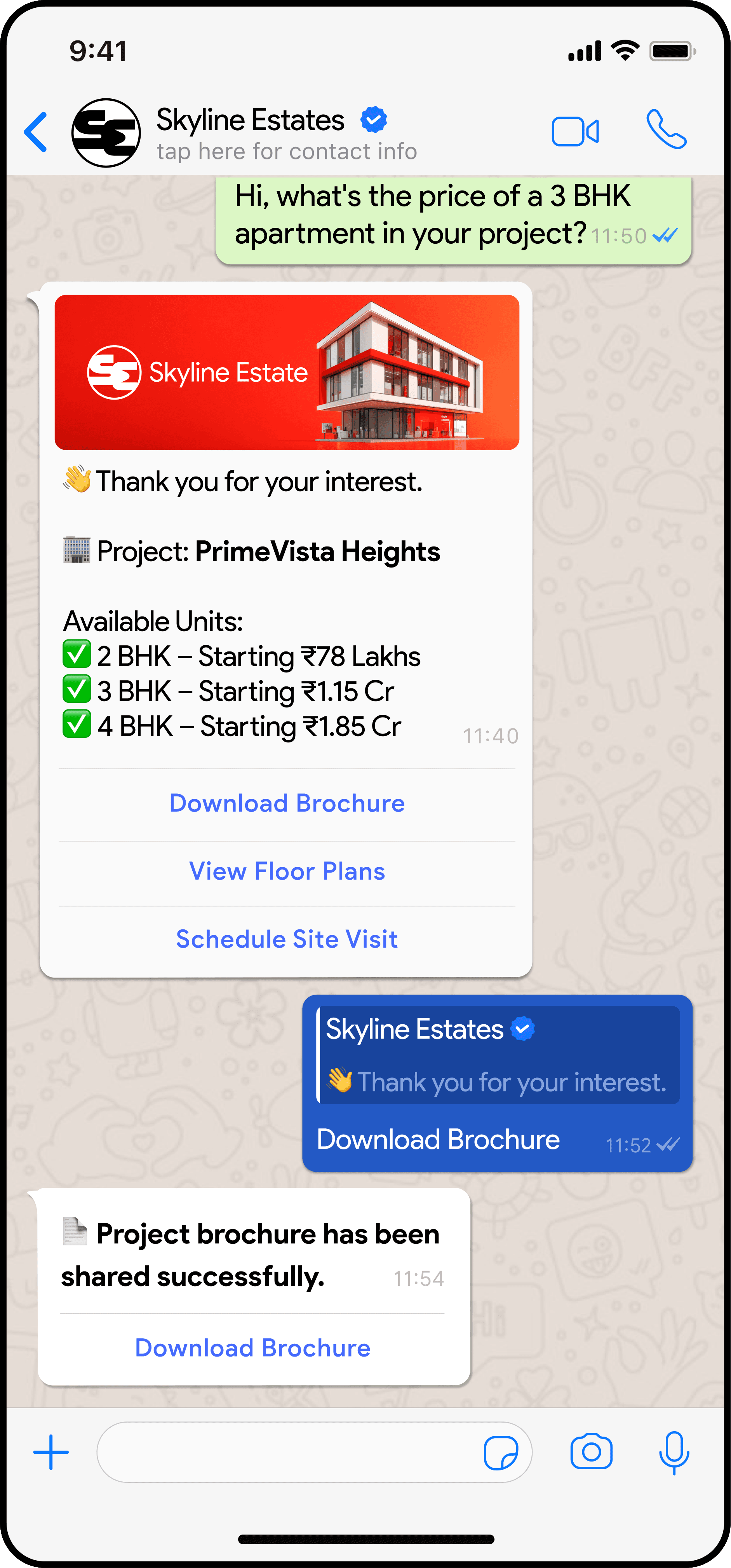 Real Estate WhatsApp — price and availability enquiry